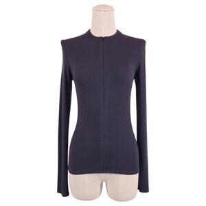 Joah Brown Invisible Zip Long Sleeve Tee Blue Sz Small/Medium